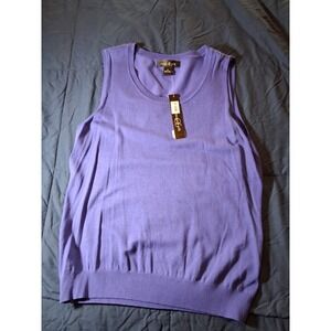 August Silk Knit Top Purple Womens XL Lightweight Beautiful Preppy Silk Blend